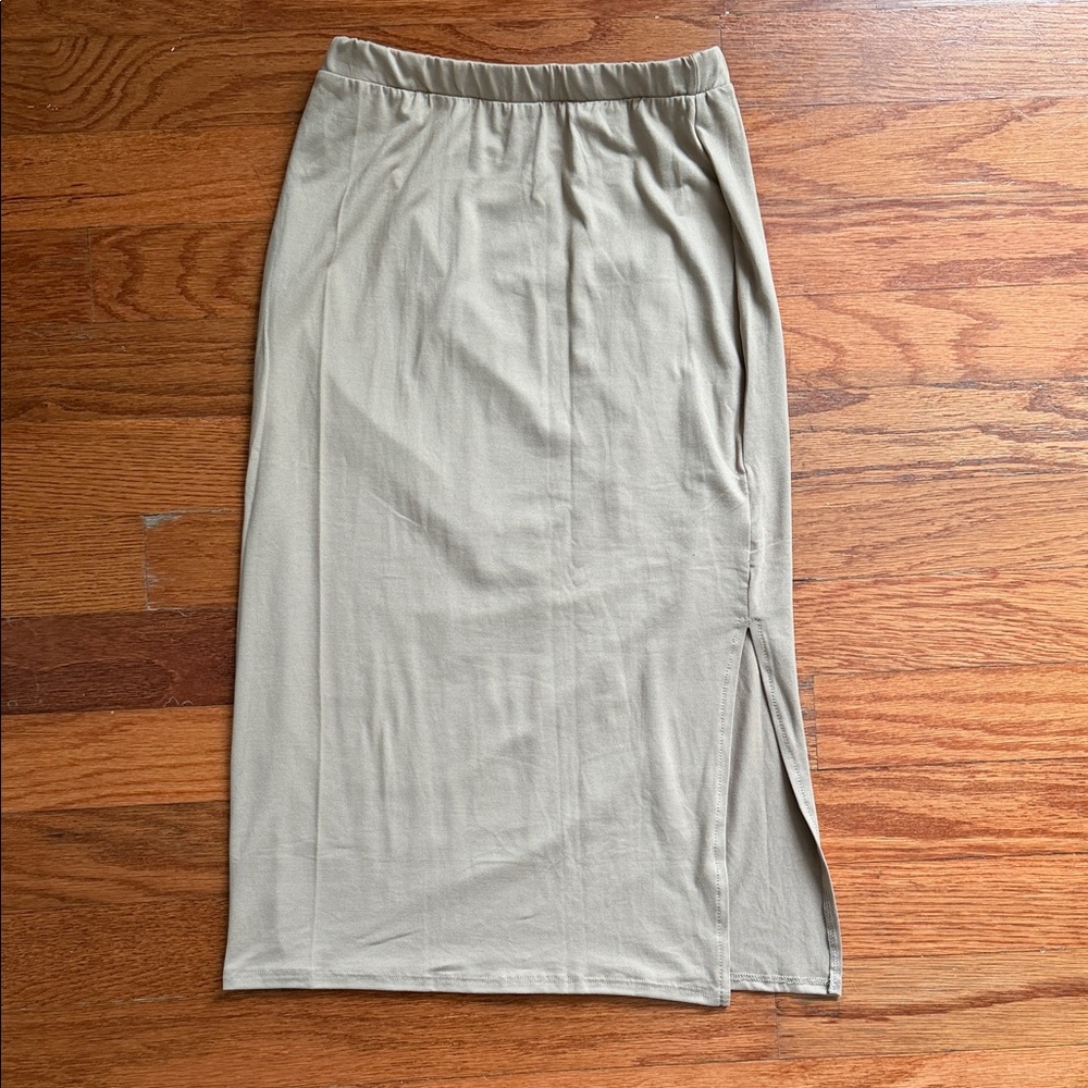Gaze Beige Pencil Skirt with Side Slit